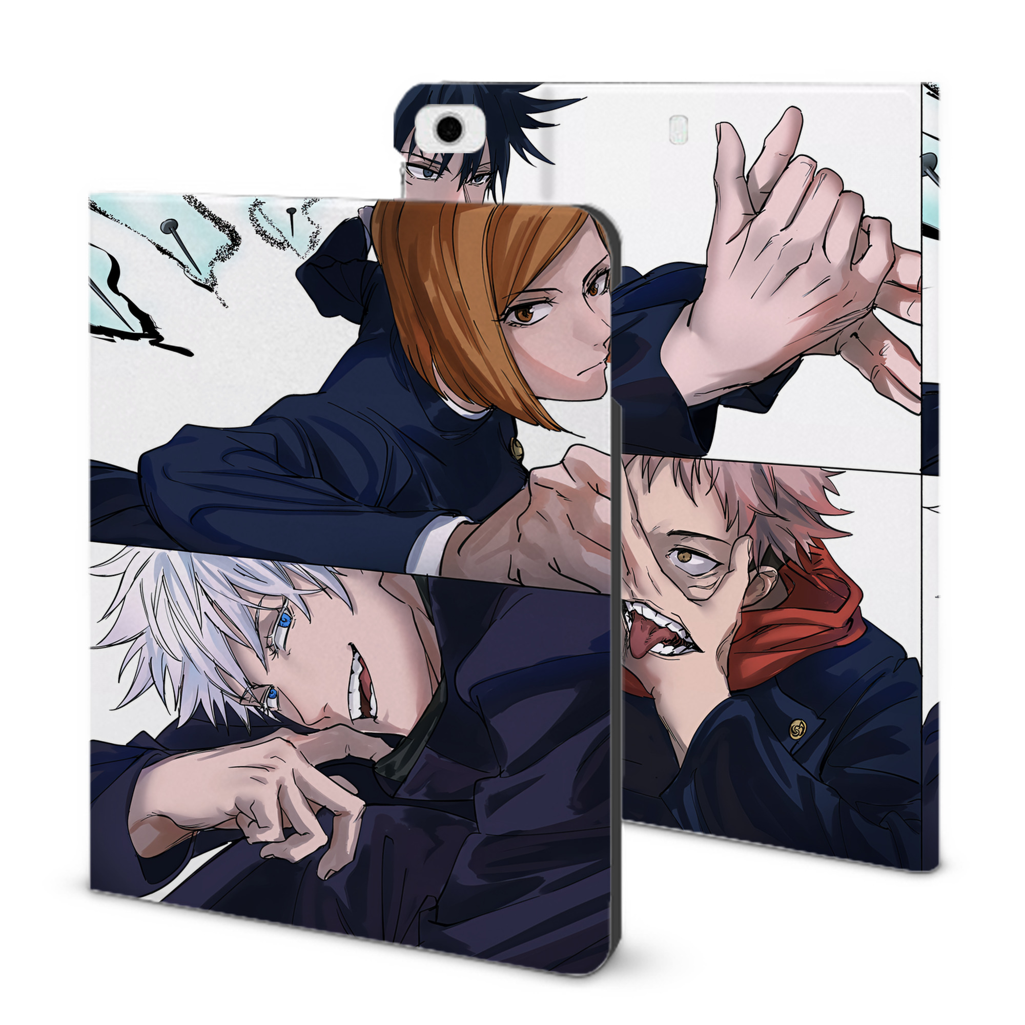 （画像用） 呪術廻戦 Jujutsu Kaisen IPad ケース ブック型 PUレザー TPU 耐衝撃 軽量 薄型 ペン収納なし 全面保護 IPad 各モデル対応